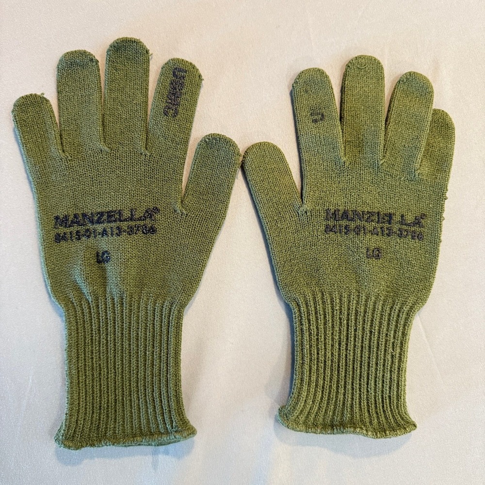 Manzella USMC Military Issue Knit Grip Gloves Olive Green LG 8415-01-A13-3786